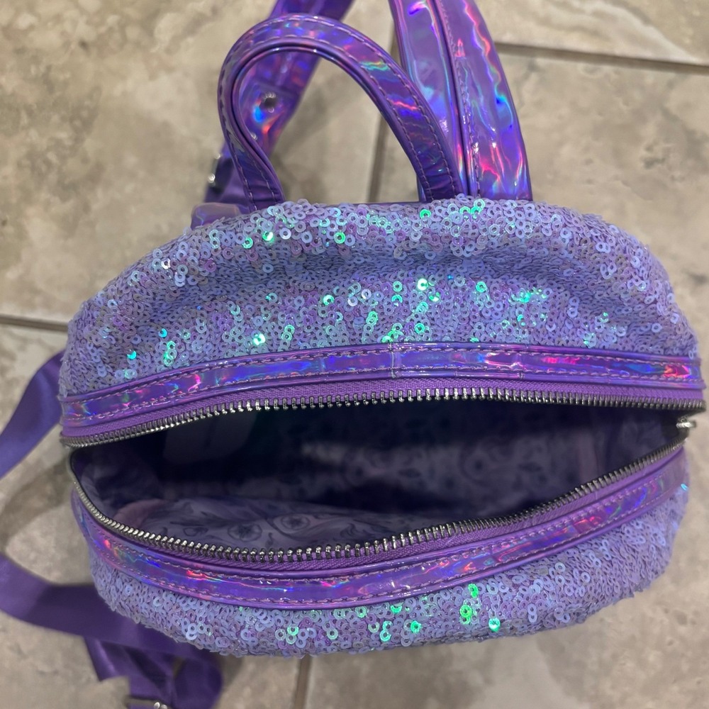 Disney Loungefly Little Mermaid Ariel Purple Sequin Holographic Mini Backpack - Picture 11 of 16